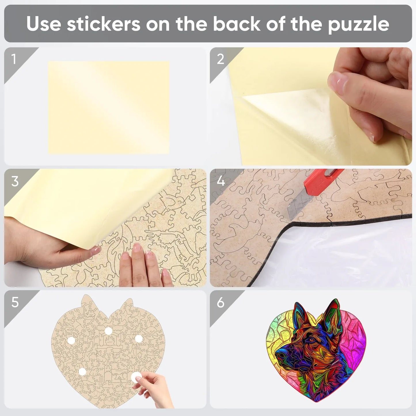 Shepherd wooden puzzle with laser-cut wood pieces