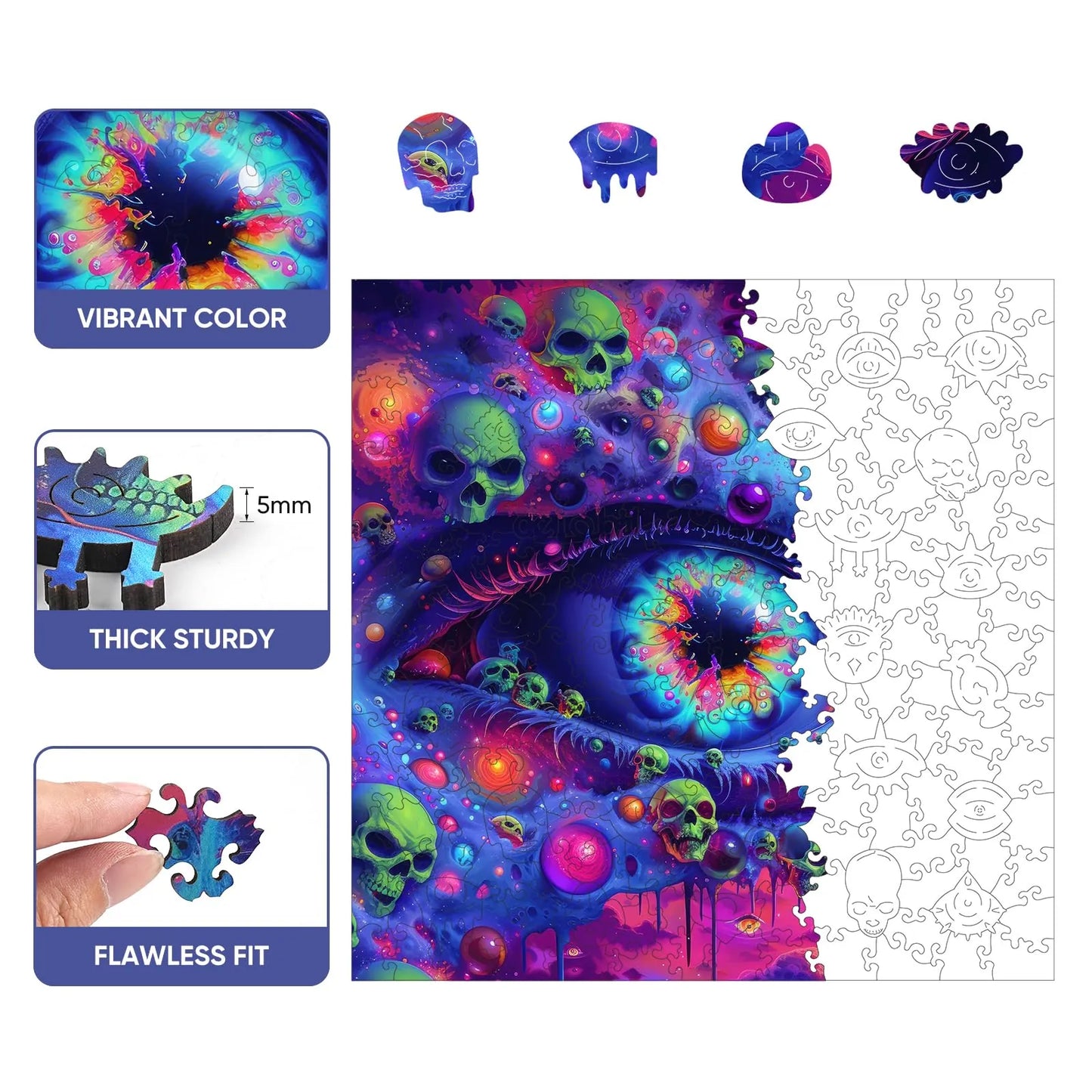 Wooden jigsaw puzzle gift – skulls artistic design