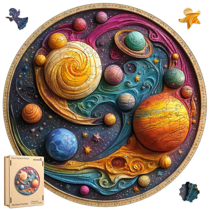 Solar system planet wooden jigsaw puzzle for adults with unique shaped pieces