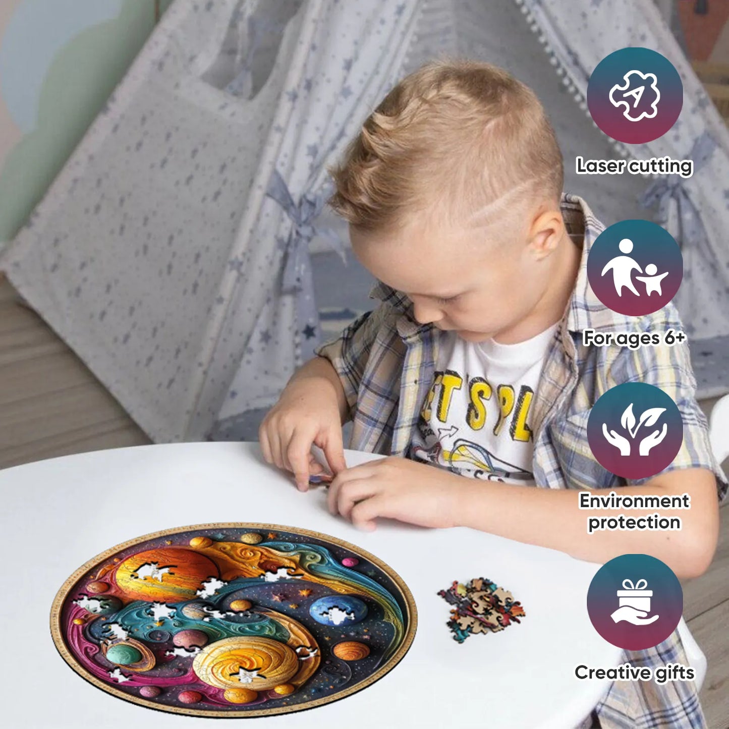Solar system wood puzzle for adults – 200 and 500 piece options