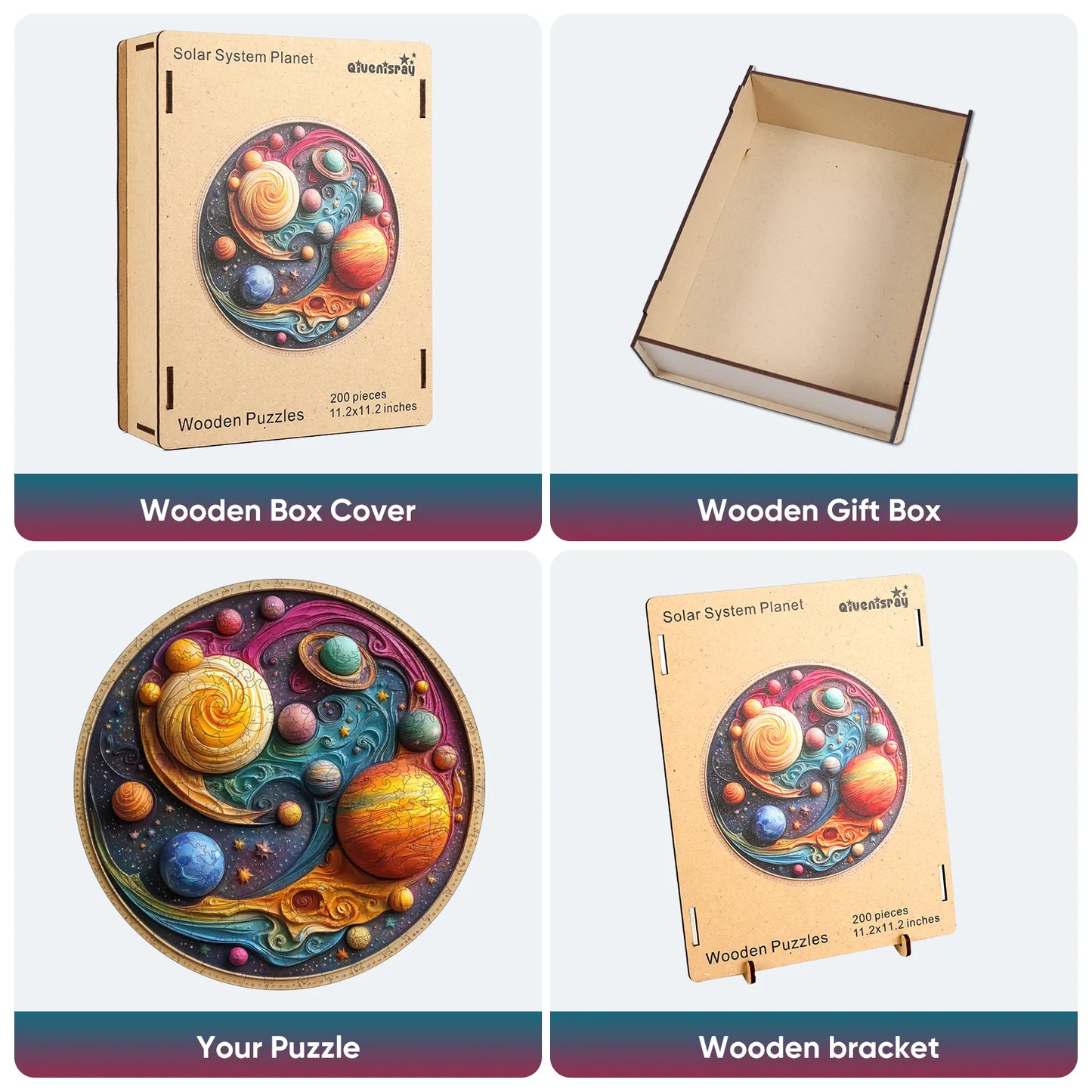 Solar system design wooden jigsaw puzzle for adults