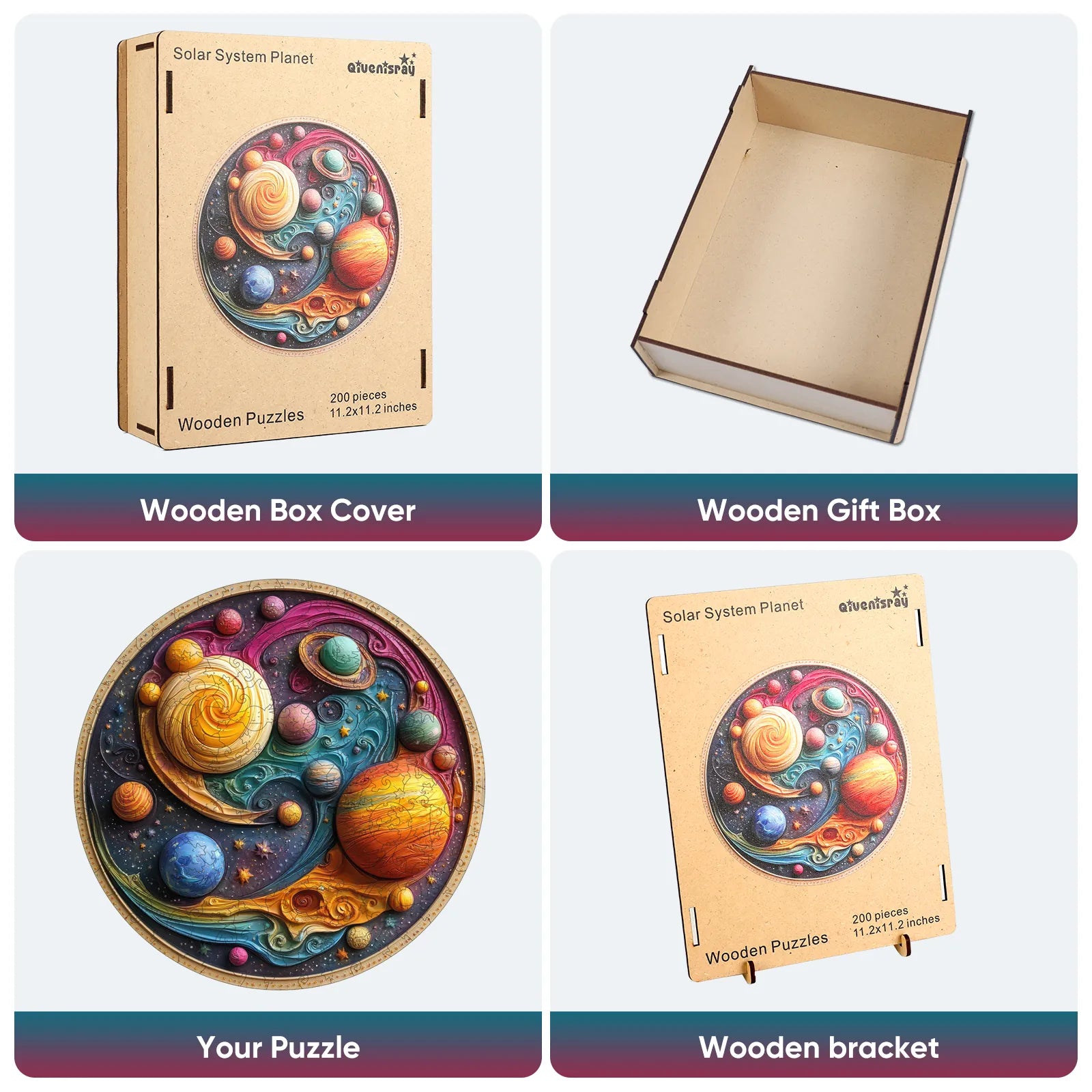 Solar system design wooden jigsaw puzzle for adults