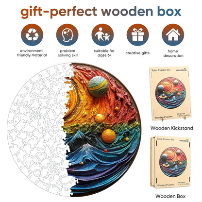 Solar system sky design wooden jigsaw puzzle for adults