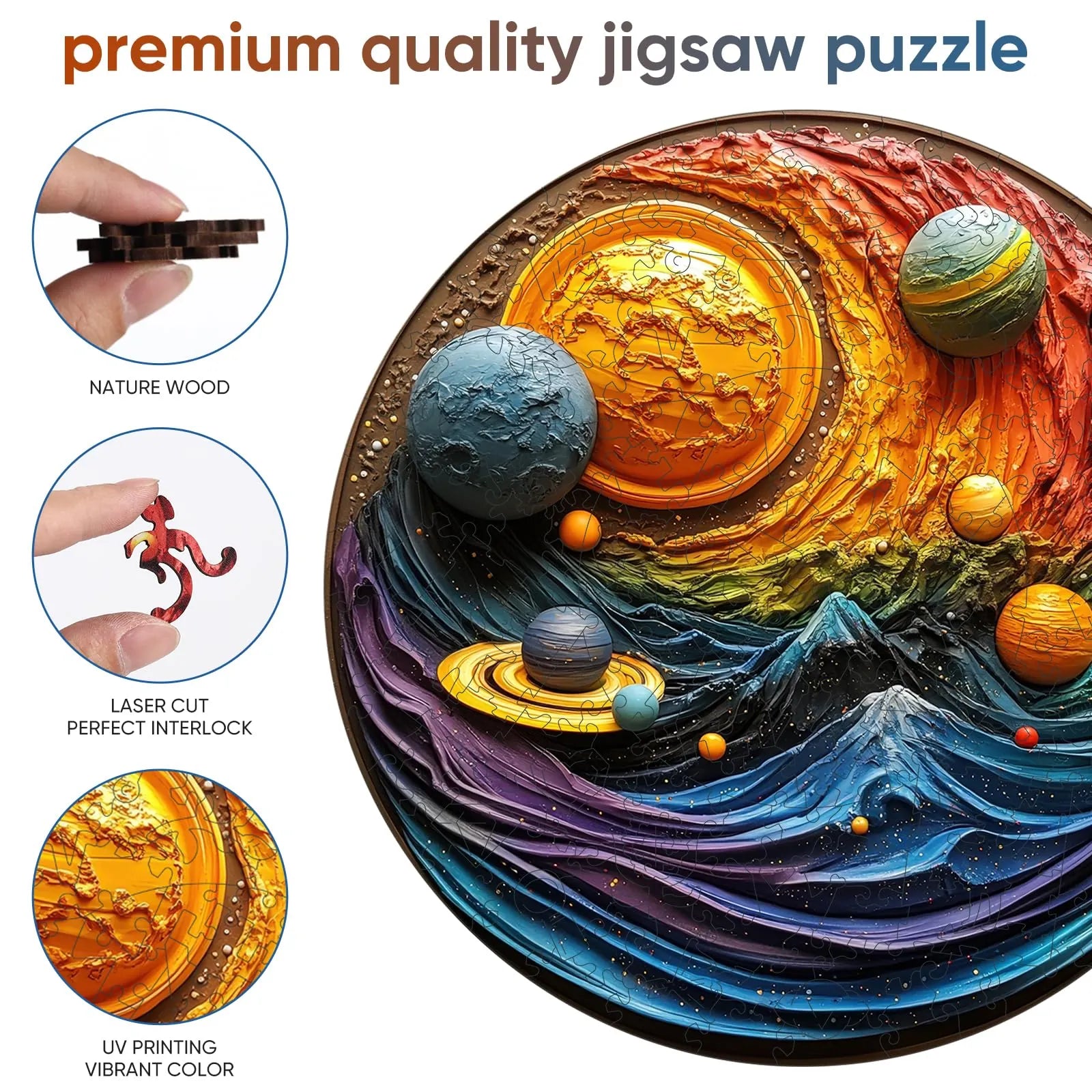 Wooden jigsaw puzzle gift – solar system sky space design
