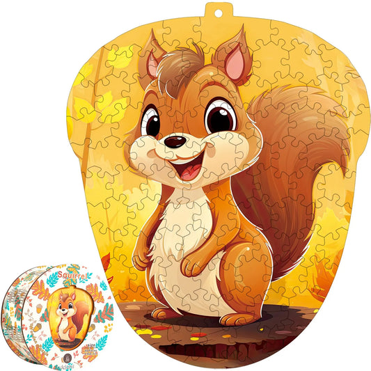 Squirrel wooden jigsaw puzzle for adults with unique shaped pieces