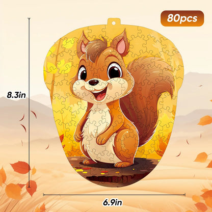 Whimsical wooden jigsaw puzzle – playful squirrel design