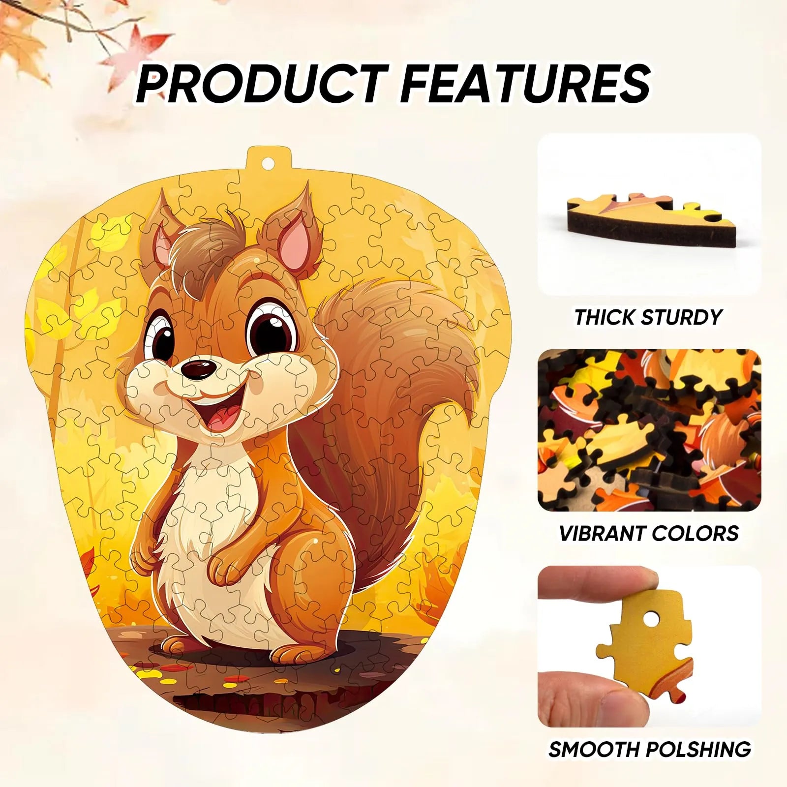 Wooden jigsaw puzzle gift – squirrel woodland design