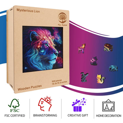 Starry lion design wooden jigsaw puzzle for adults