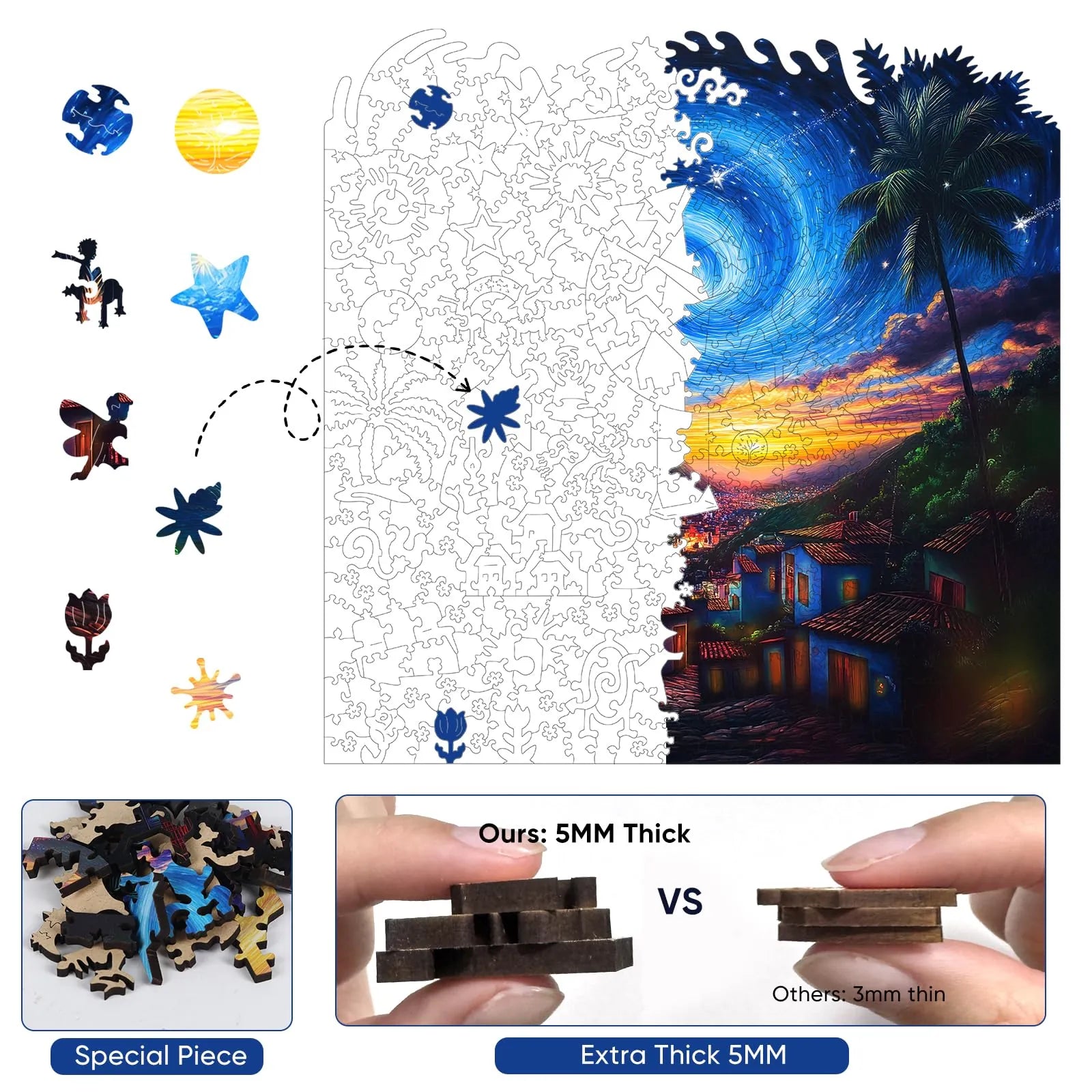Wooden jigsaw puzzle gift – starry night sky design