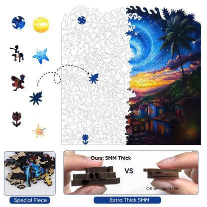 Wooden jigsaw puzzle gift – starry night sky design