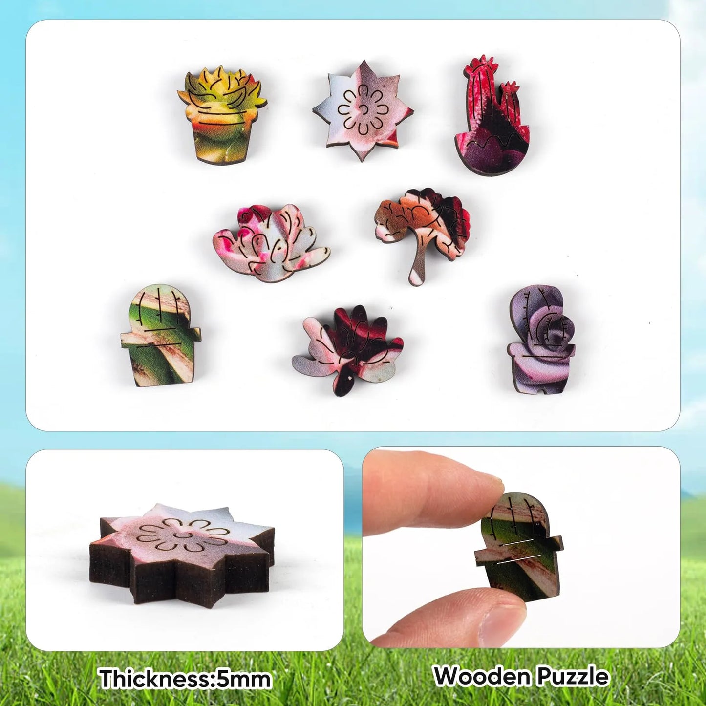 Wooden jigsaw puzzle gift – succulent bouquet design
