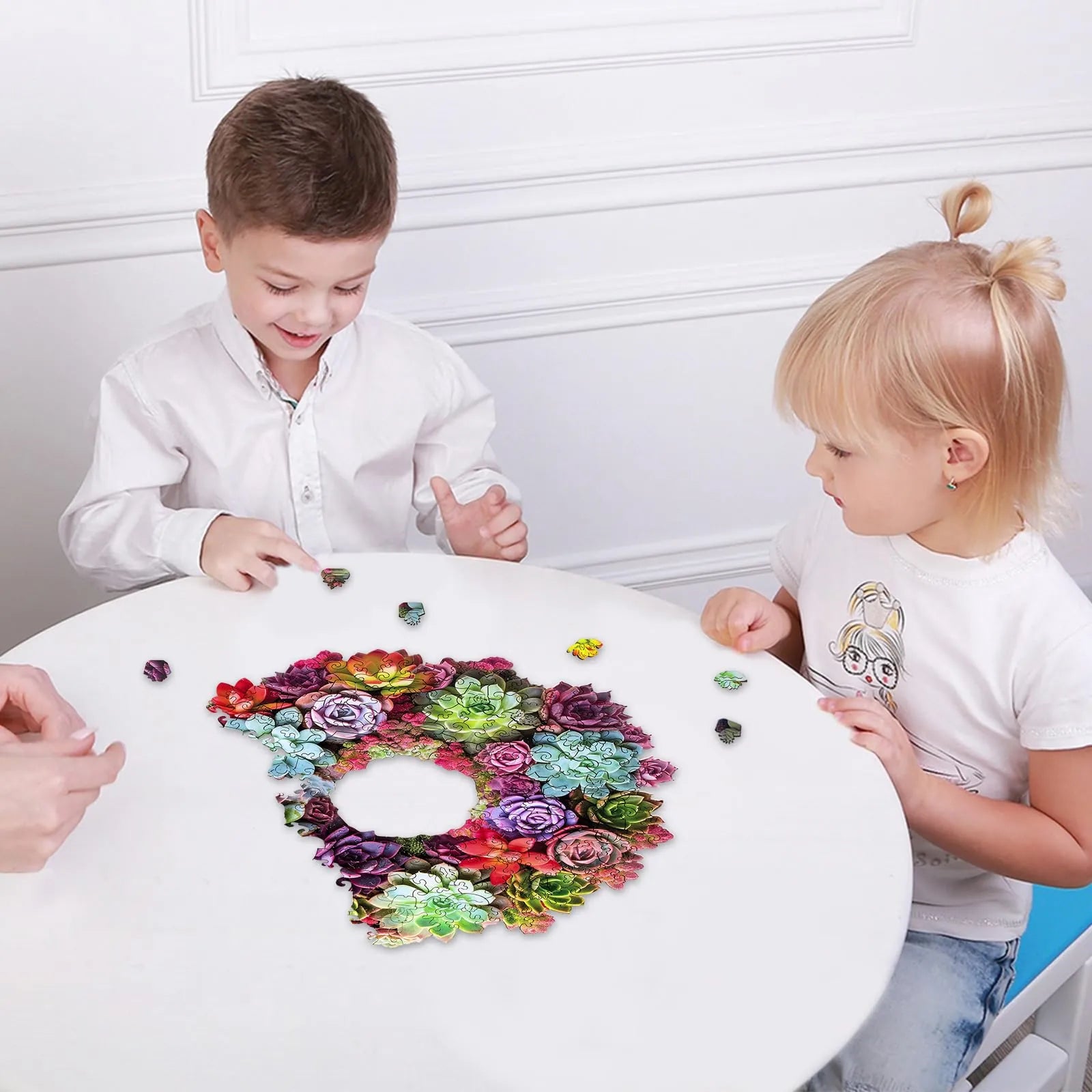 Succulent garland wood puzzle for adults – 200 and 500 piece options