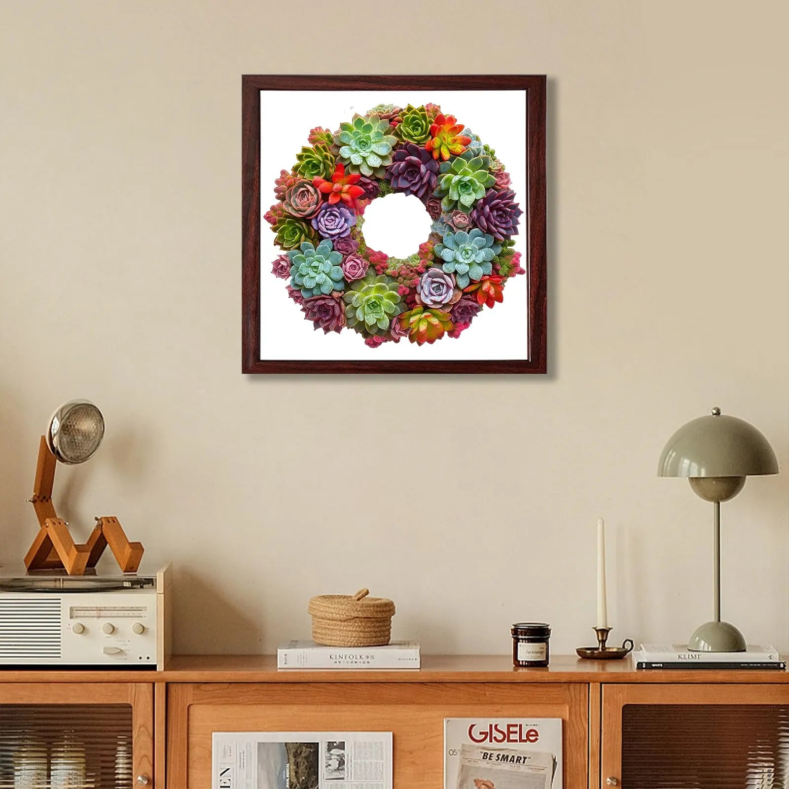 Wreath style wooden jigsaw puzzle – succulent garland design by WoodAha