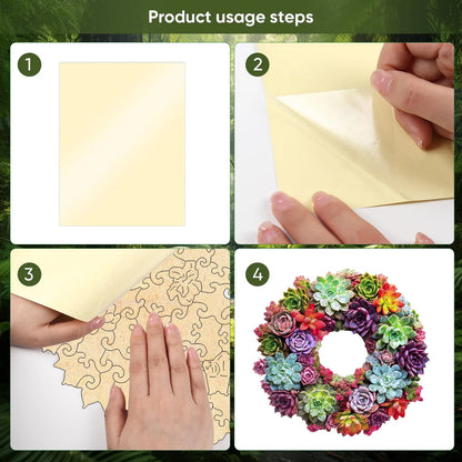 Succulent garland design wooden jigsaw puzzle for adults