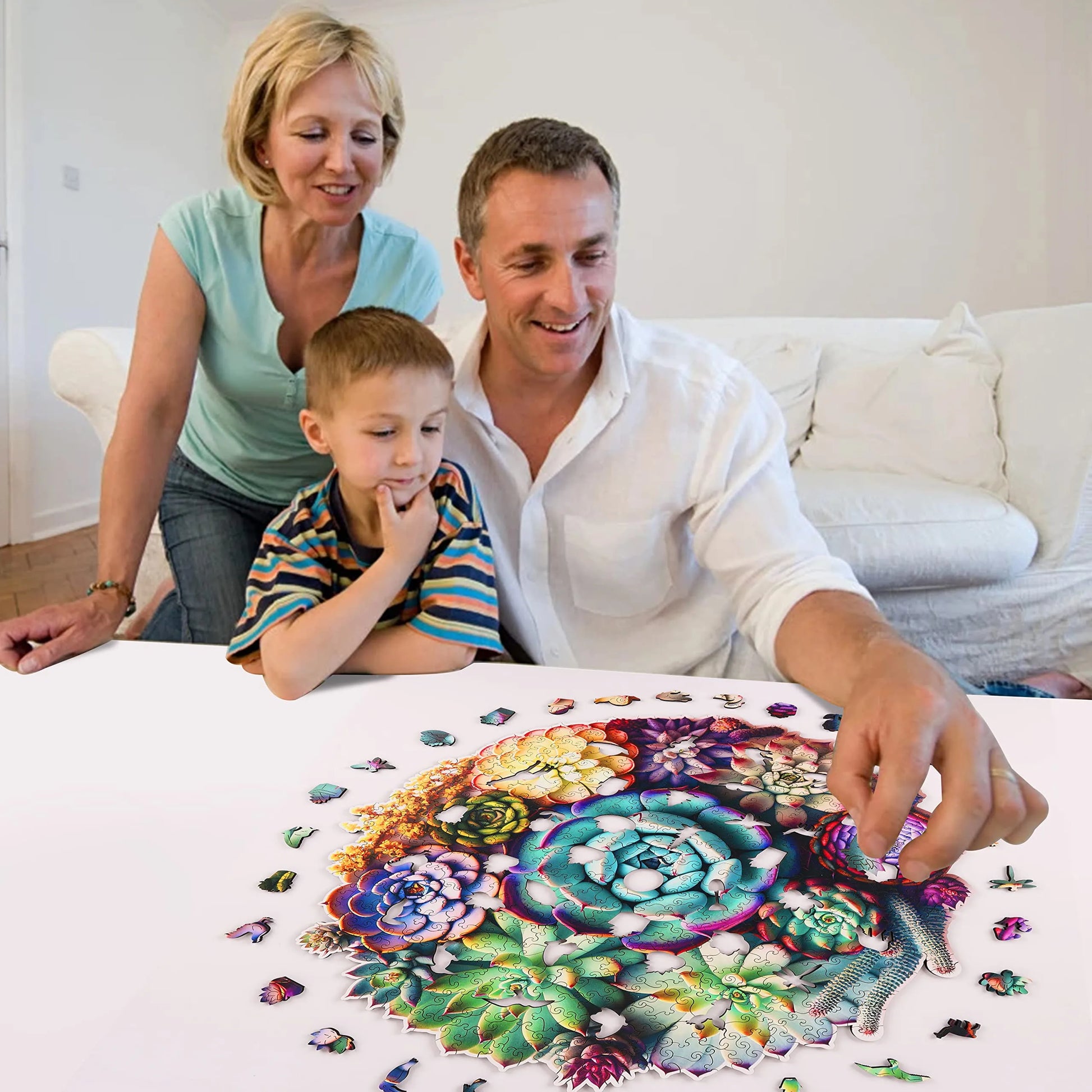 Succulent wood puzzle for adults – 200, 500 and 1000 piece options