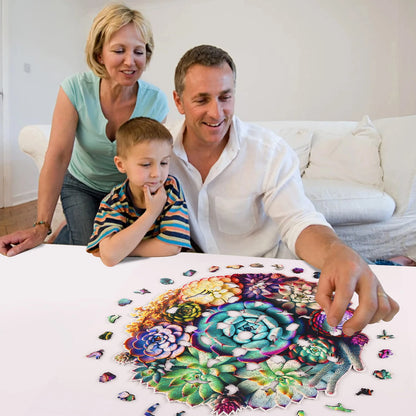 Succulent wood puzzle for adults – 200, 500 and 1000 piece options