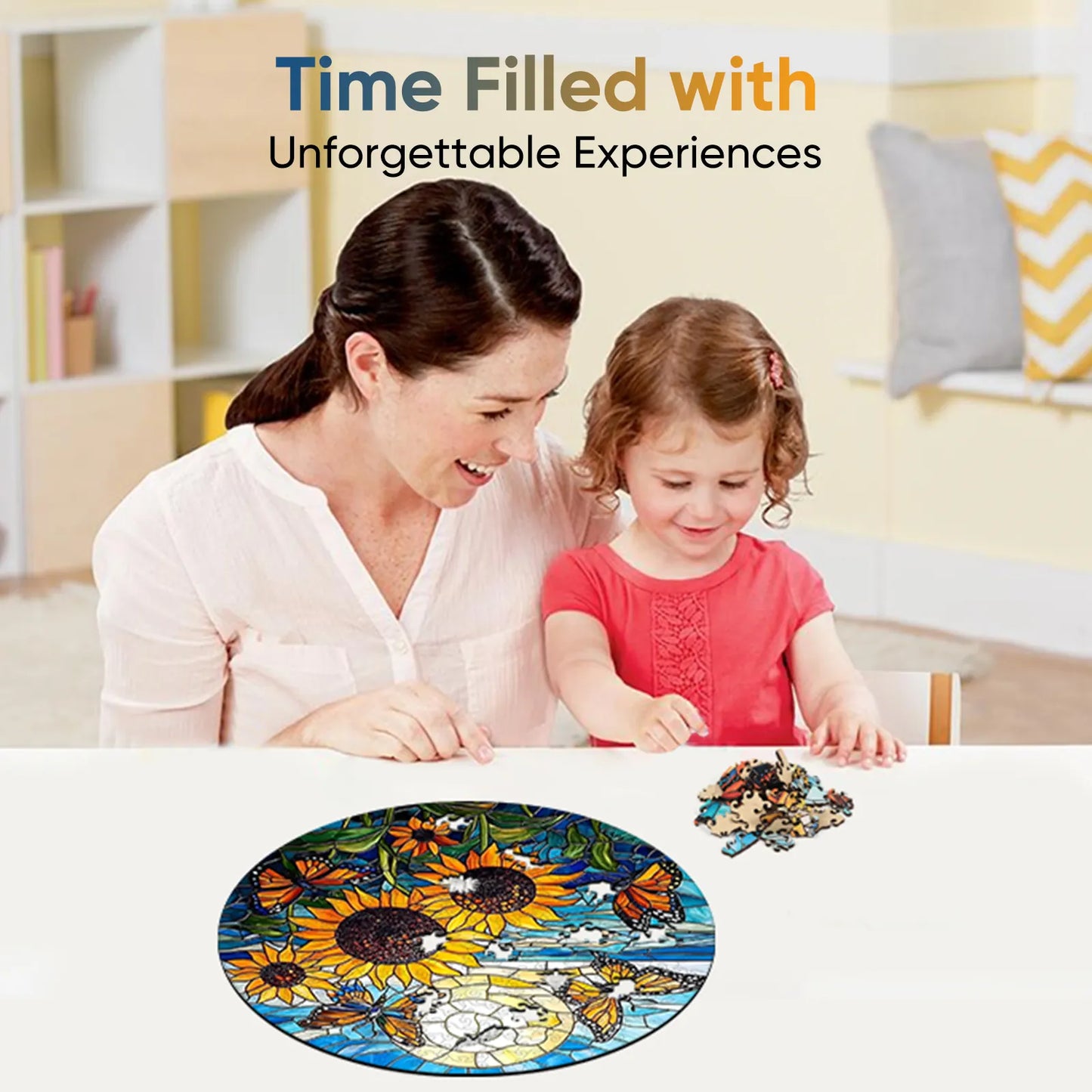 Sunflower butterfly wood puzzle for adults – 200 and 500 piece options