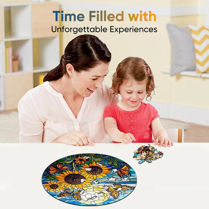 Sunflower butterfly wood puzzle for adults – 200 and 500 piece options