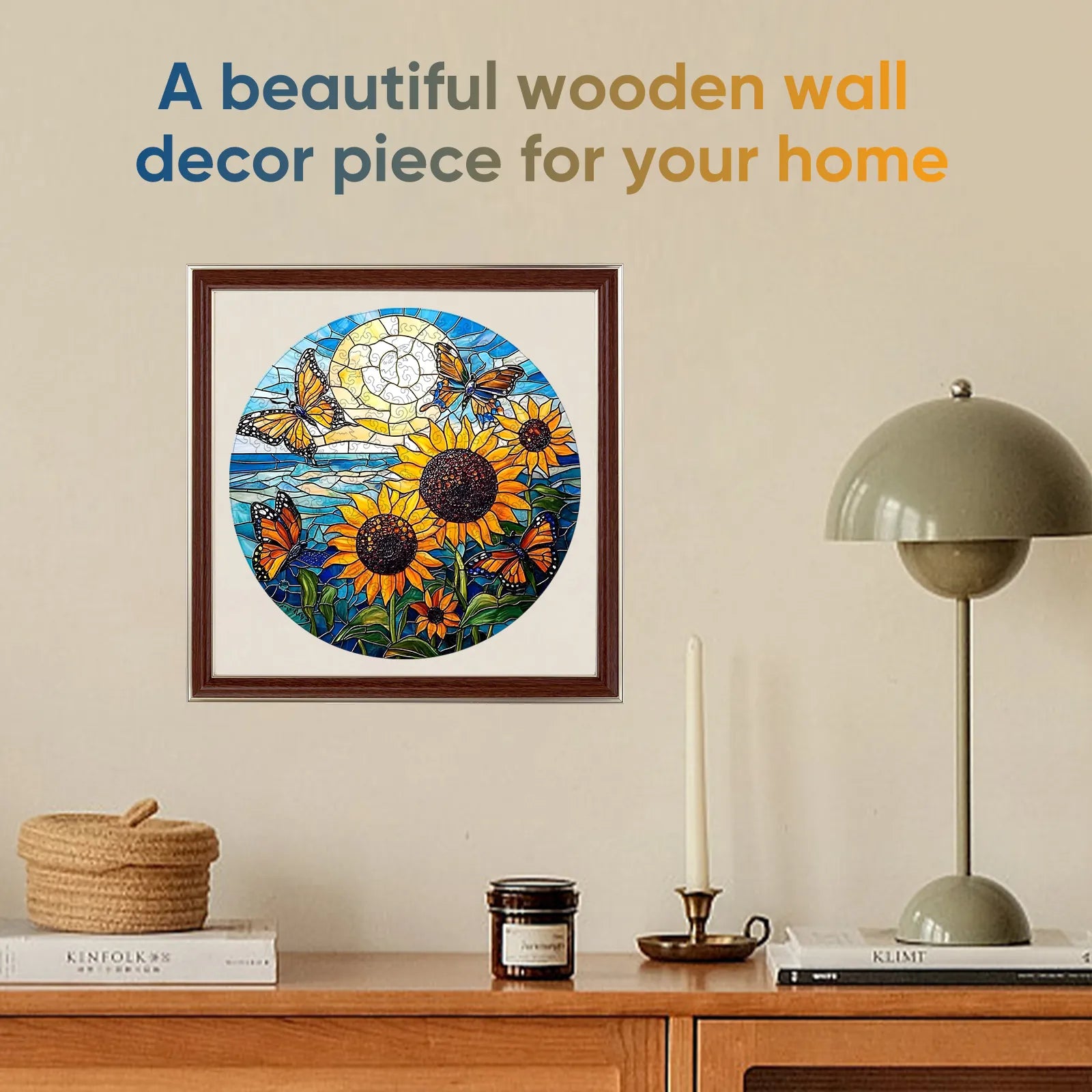 Nature wooden jigsaw puzzle – sunflower butterfly design by WoodAha