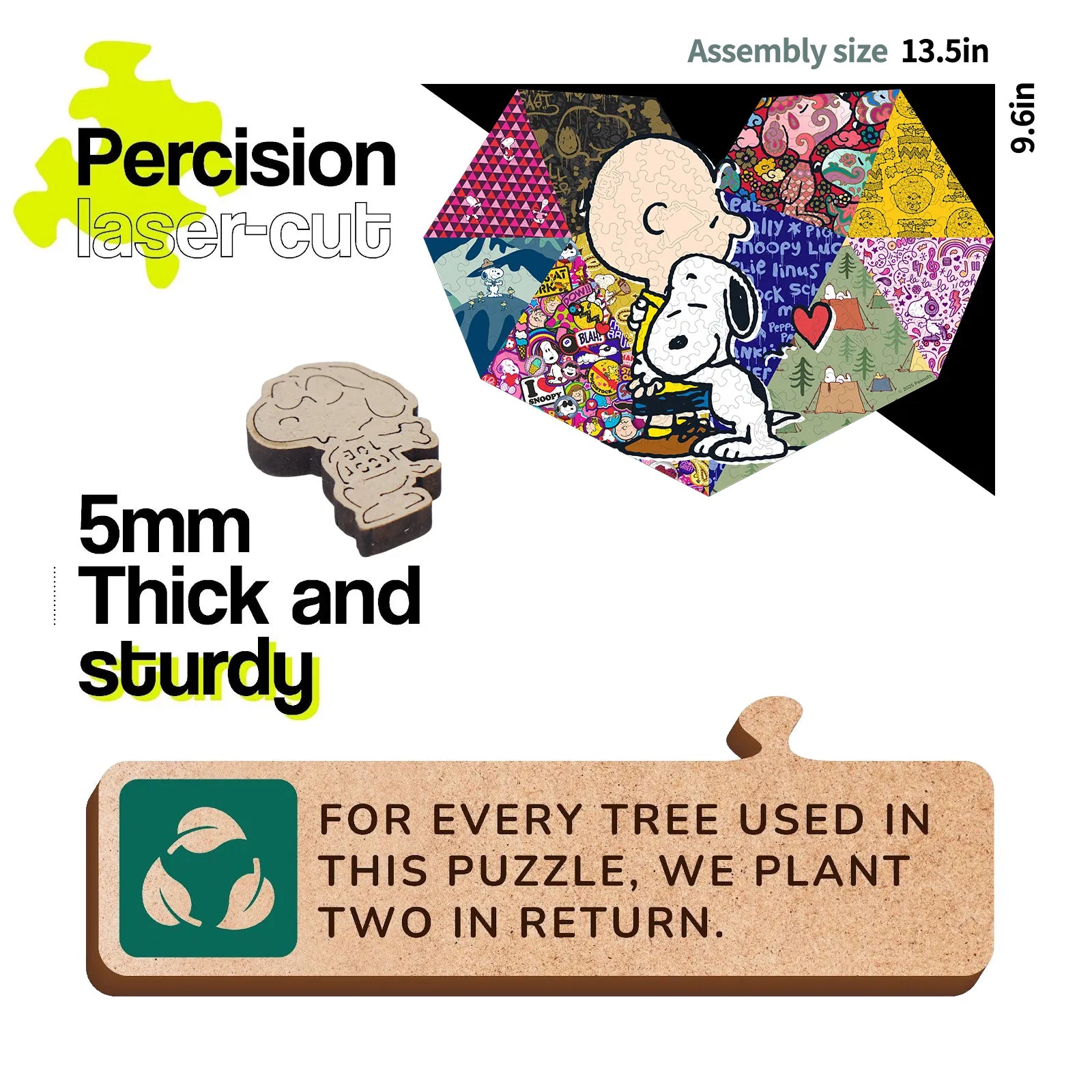 Wooden jigsaw puzzle gift – Snoopy Sweet Hugs design