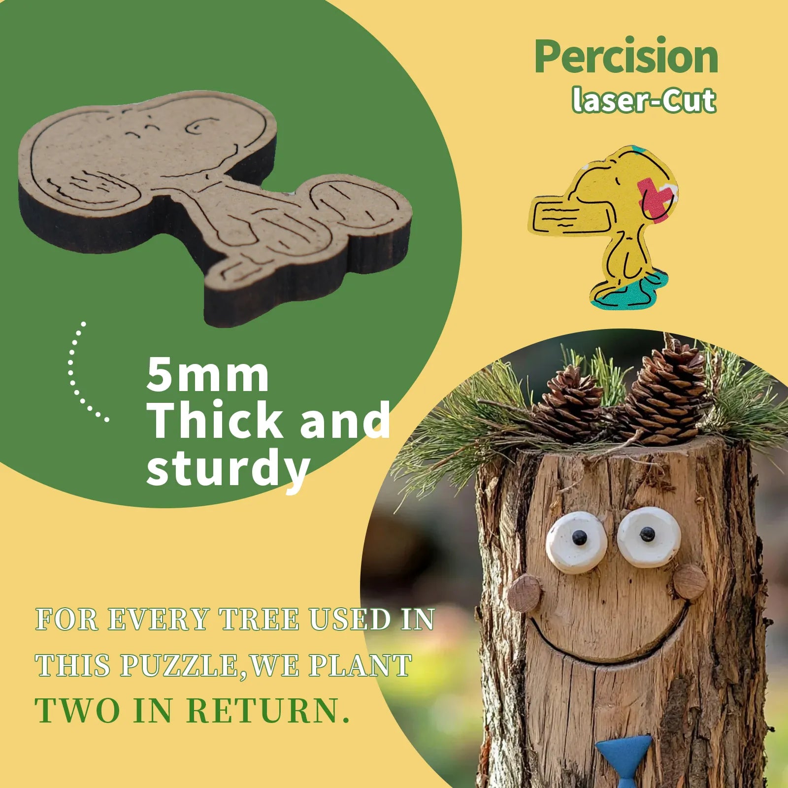 Wooden jigsaw puzzle gift – Snoopy The More The Merrier design