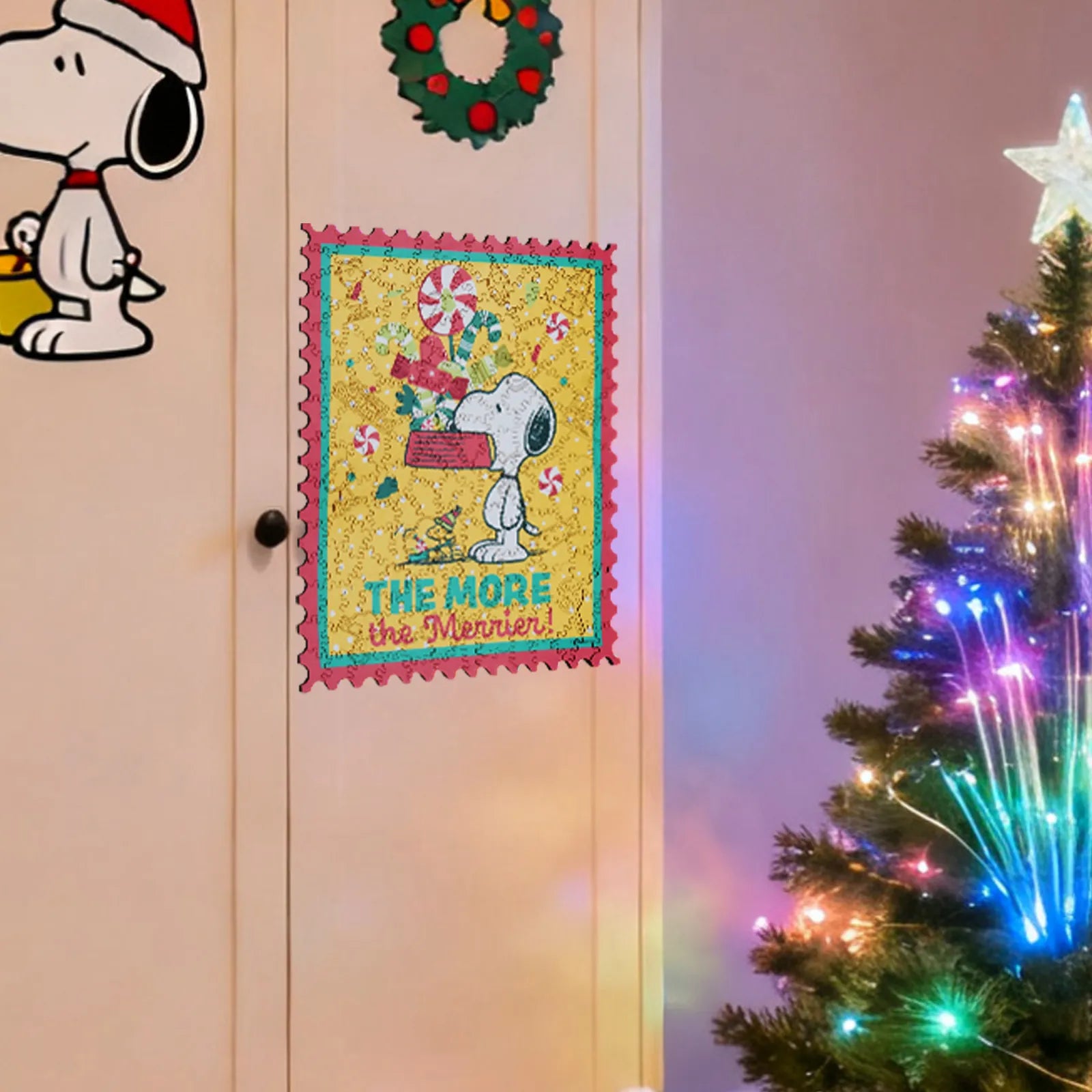 Snoopy wooden jigsaw puzzle – The More The Merrier holiday design