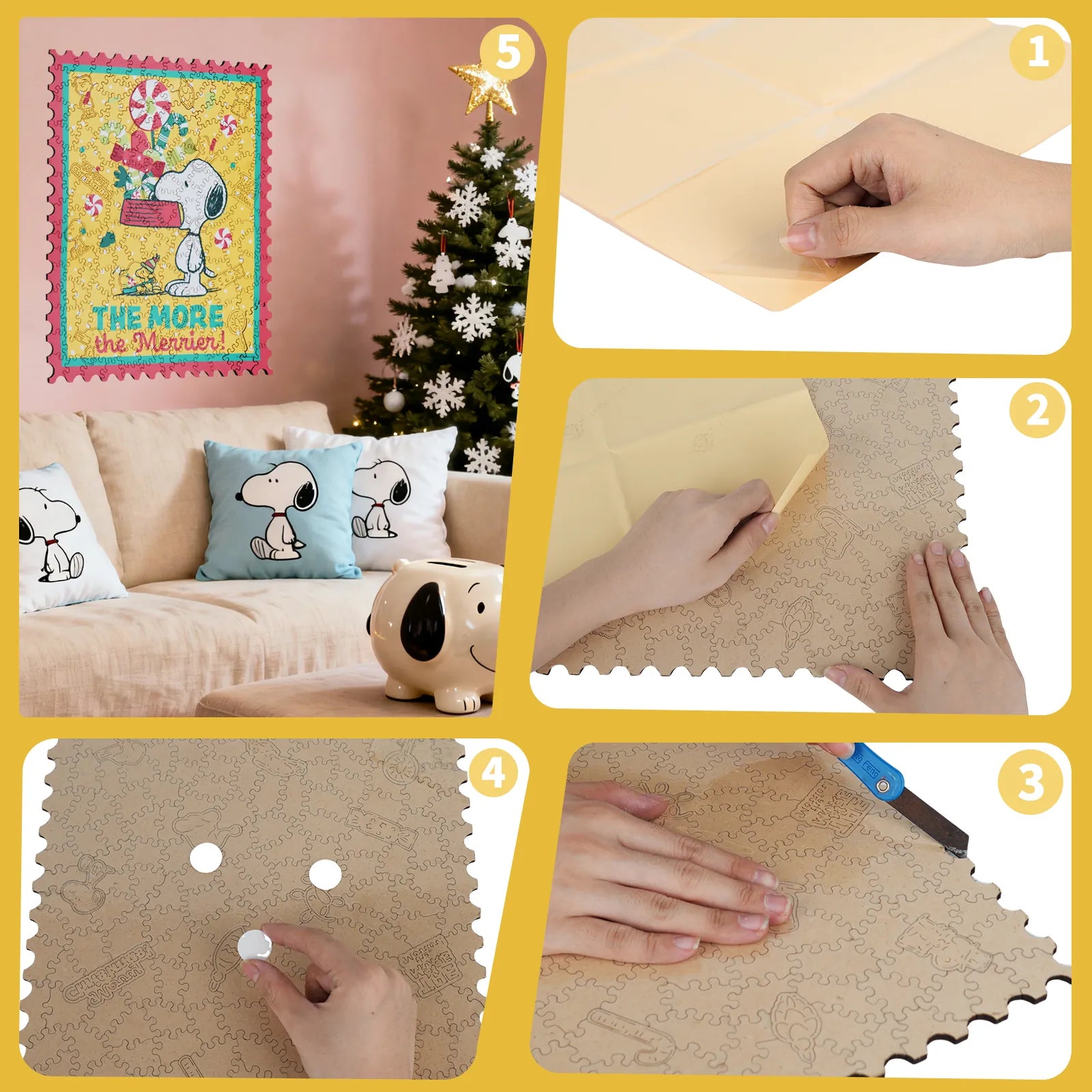 Snoopy The More The Merrier wooden jigsaw puzzle – officially licensed product