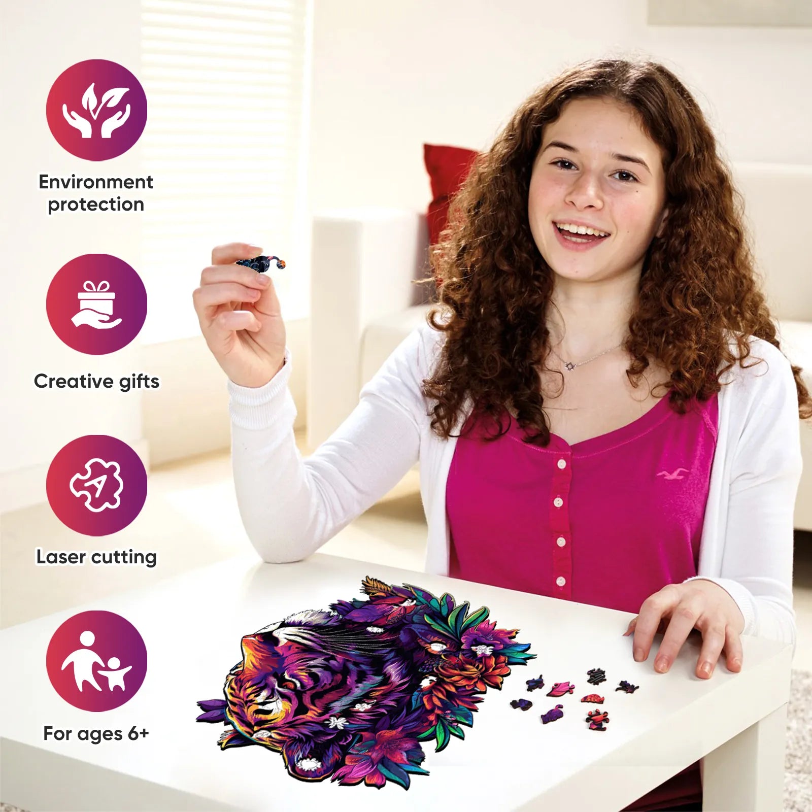 Tiger wood puzzle for adults – 200 and 500 piece options