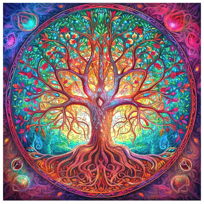 Tree of Life II wooden jigsaw puzzle for adults with unique shaped pieces