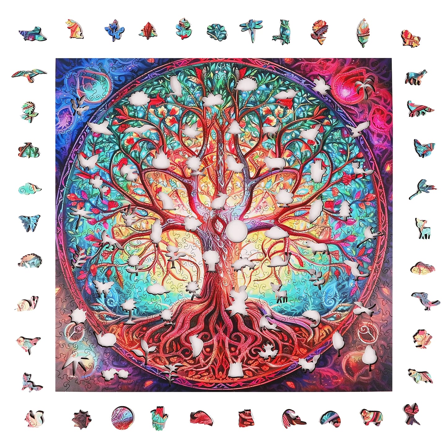 Tree of Life II wooden puzzle with laser-cut wood pieces