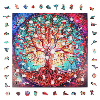 Tree of Life II wooden puzzle with laser-cut wood pieces