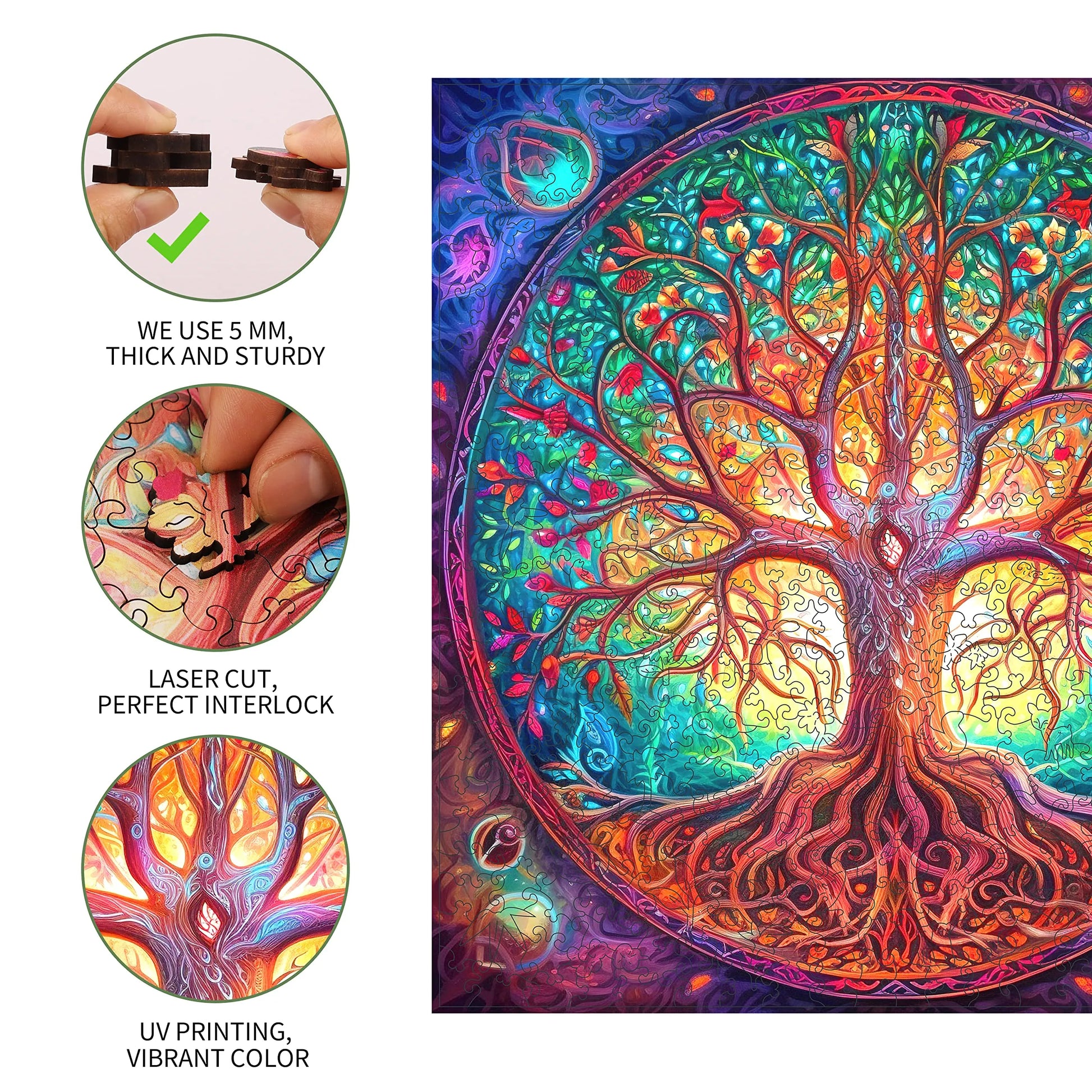 Whimsical wooden jigsaw puzzle – Tree of Life II design