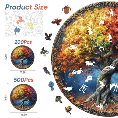 Whimsical wooden jigsaw puzzle – Tree of Life nature design