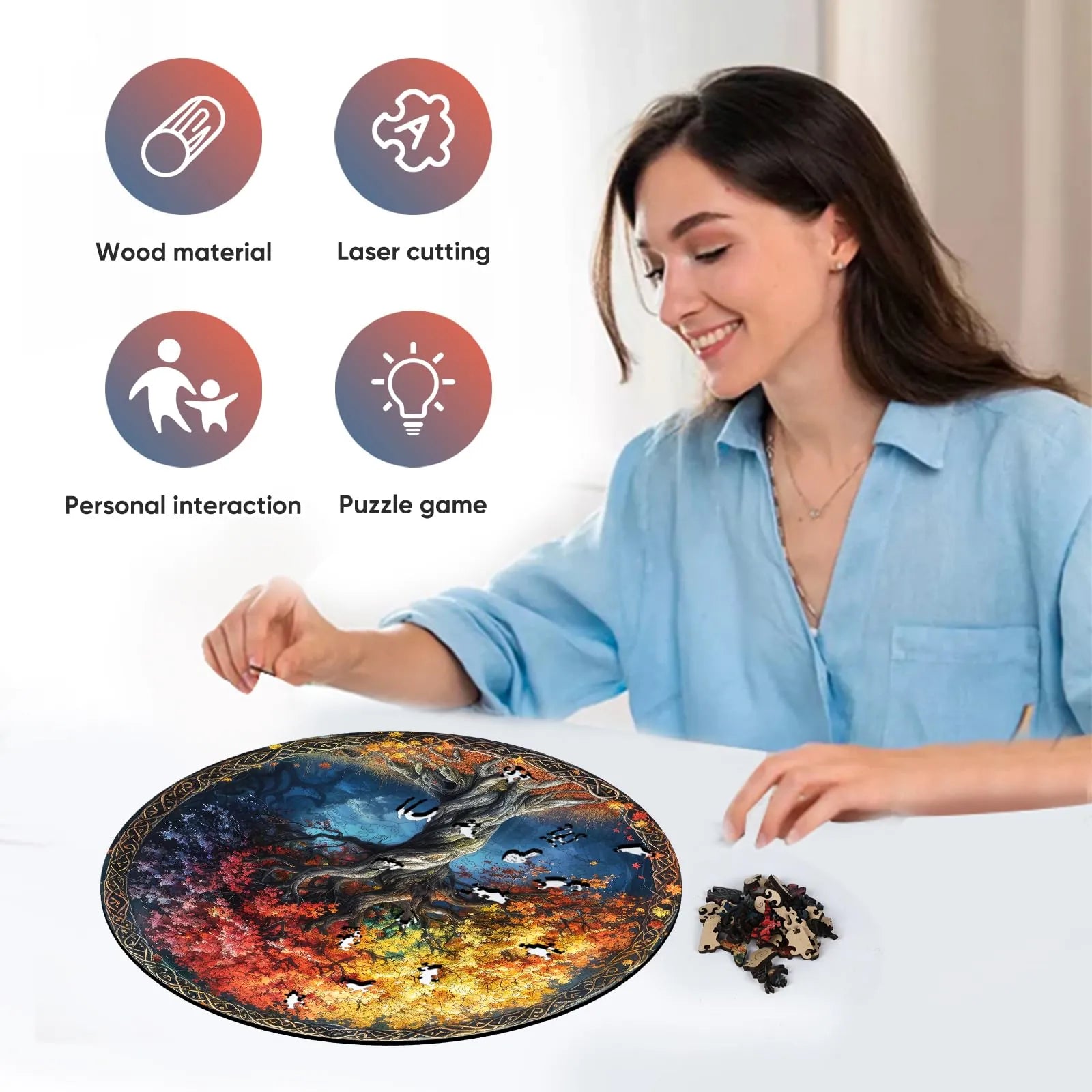 Tree of Life wood puzzle for adults – 200 and 500 piece options