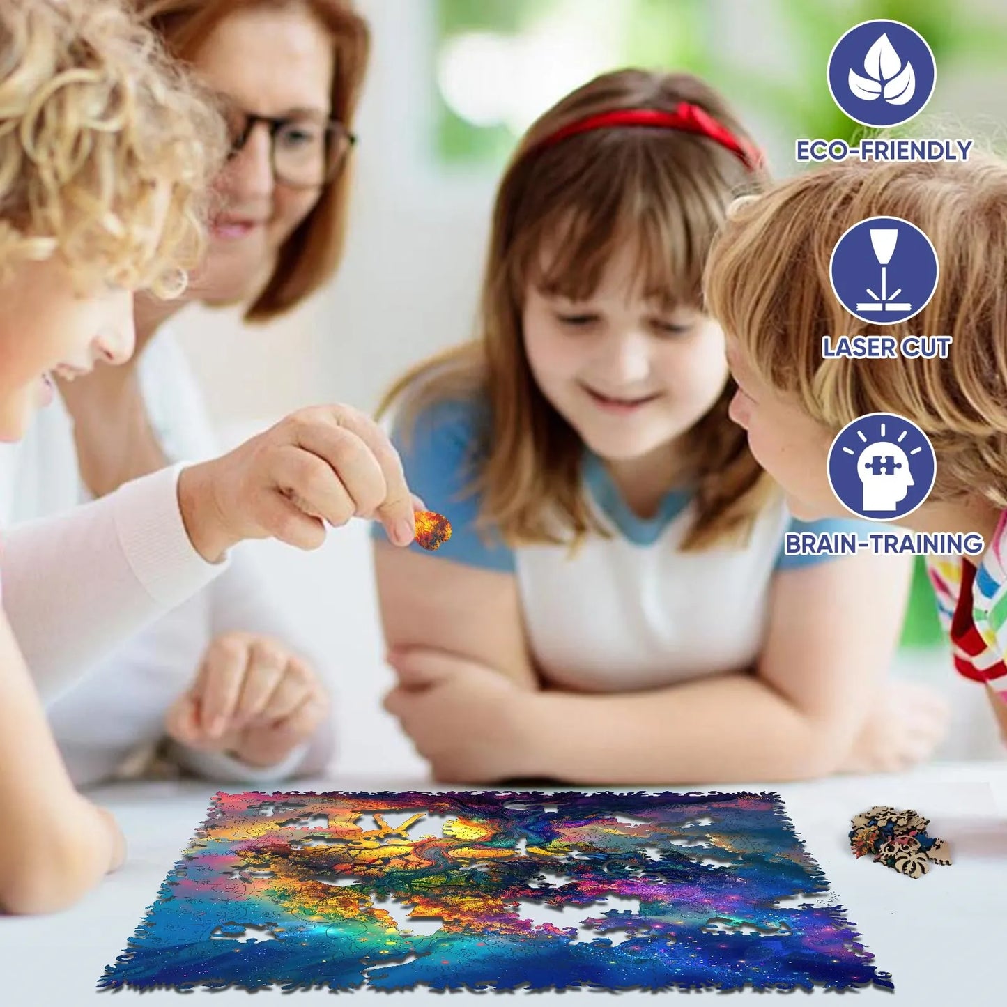 Colorful Tree of Life wood puzzle for adults – 200 and 500 piece options