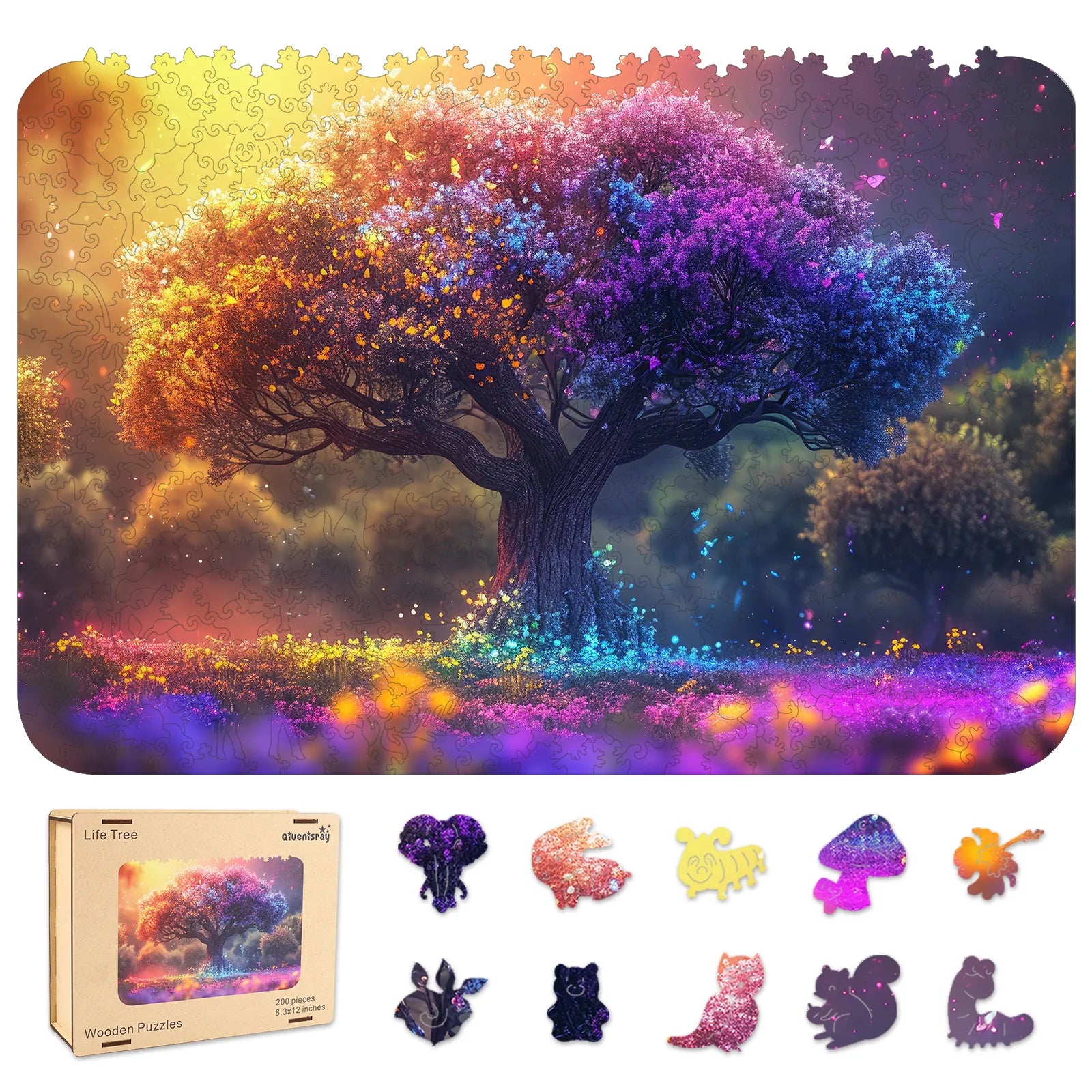 Tree of Life III wooden jigsaw puzzle for adults with unique shaped pieces