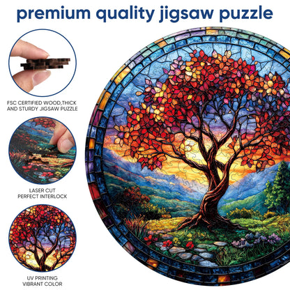 Tree of Life Redwood wooden puzzle with laser-cut wood pieces