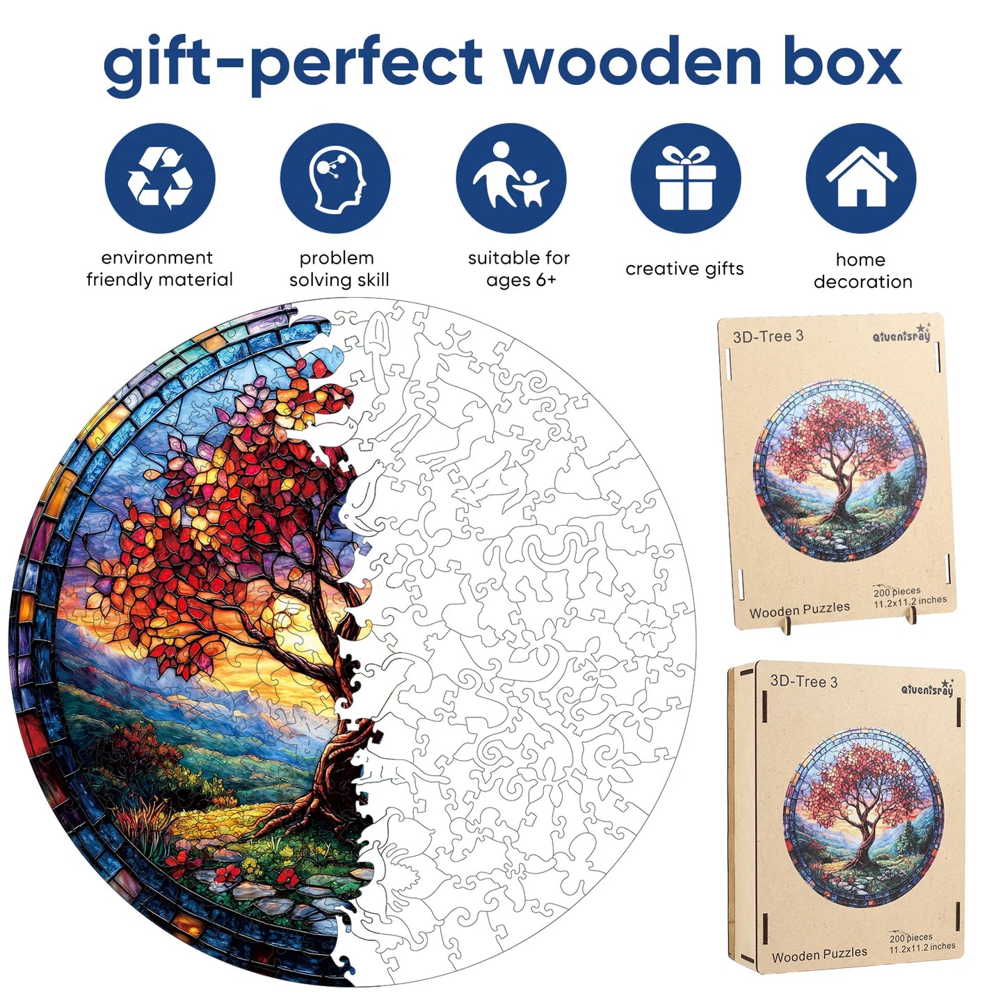 Tree of Life Redwood design wooden jigsaw puzzle for adults