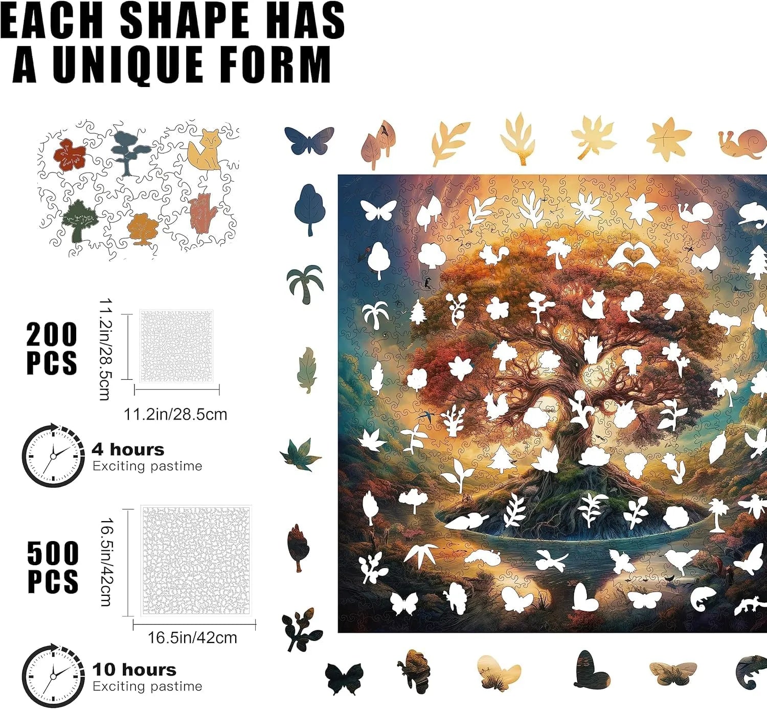 Wooden jigsaw puzzle gift – Tree of Life Shadow design