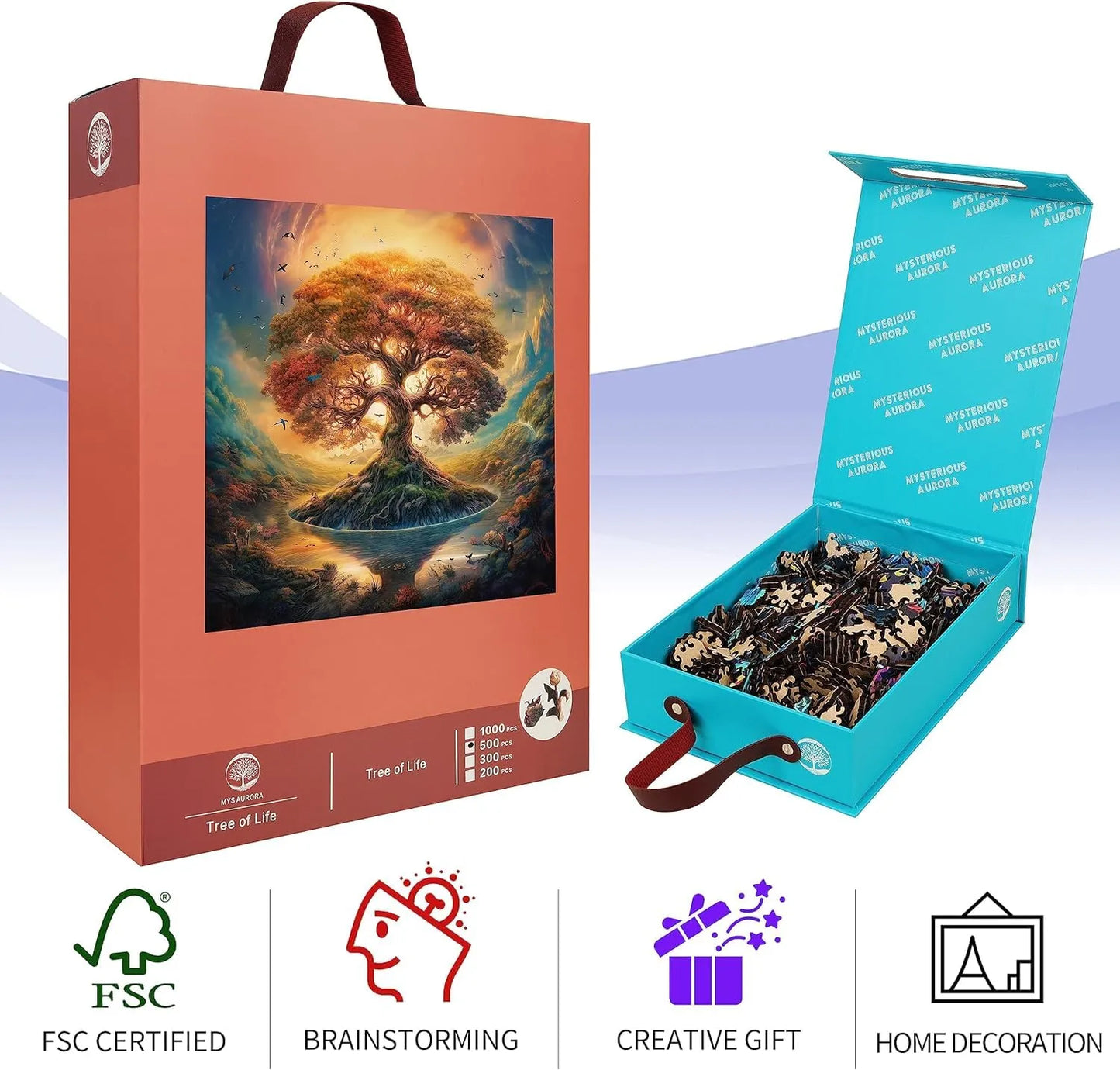 Tree of Life Shadow design wooden jigsaw puzzle for adults