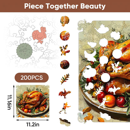 Whimsical wooden jigsaw puzzle – turkey design