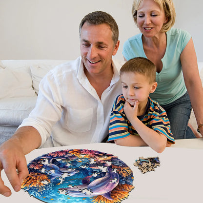 Two dolphins wood puzzle for adults – 200 and 500 piece options