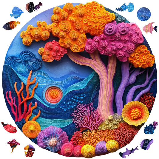 Undersea coral wooden jigsaw puzzle for adults with unique shaped pieces