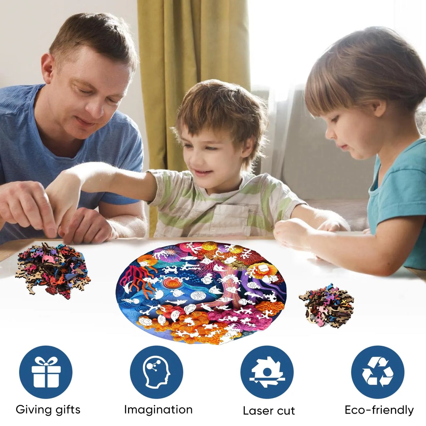 Undersea coral wood puzzle for adults – 200 and 500 piece options
