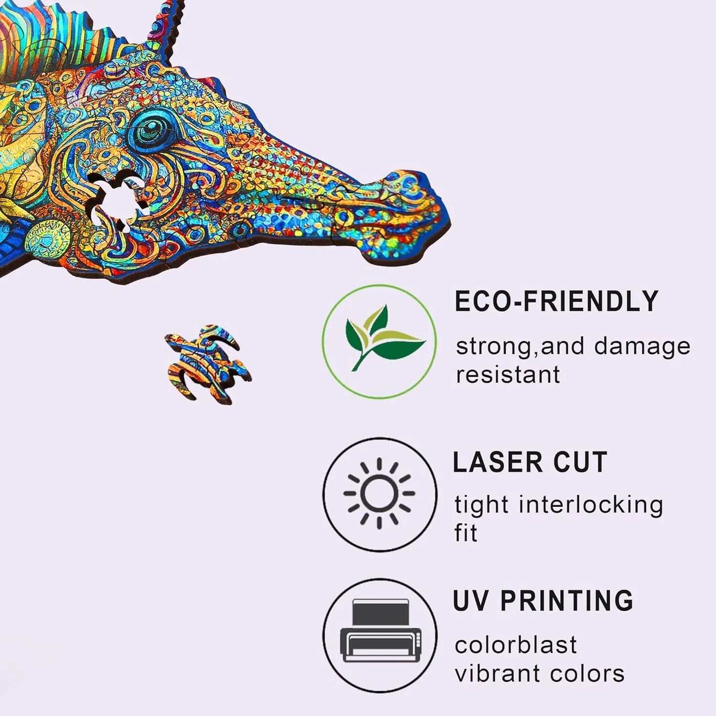 Unicorn seahorse wood puzzle for adults – 200 and 300 piece options