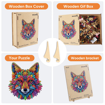 Wolf design wooden jigsaw puzzle for adults