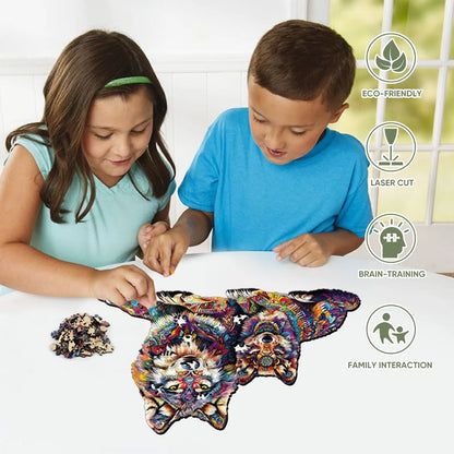 Wolf family wood puzzle for adults – multiple piece counts