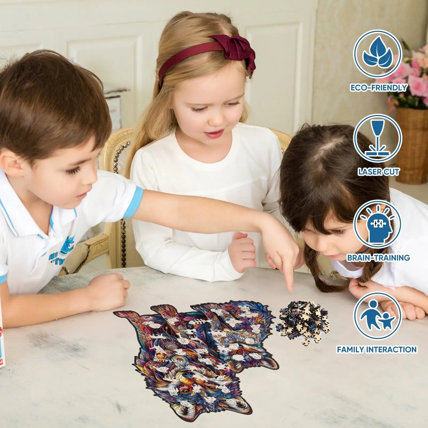 Wolf Family II wood puzzle for adults – multiple piece counts