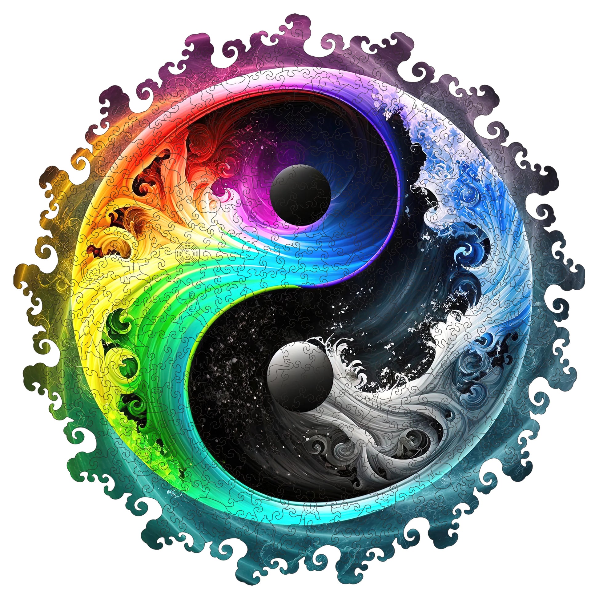 Yin Yang wooden jigsaw puzzle for adults with unique shaped pieces