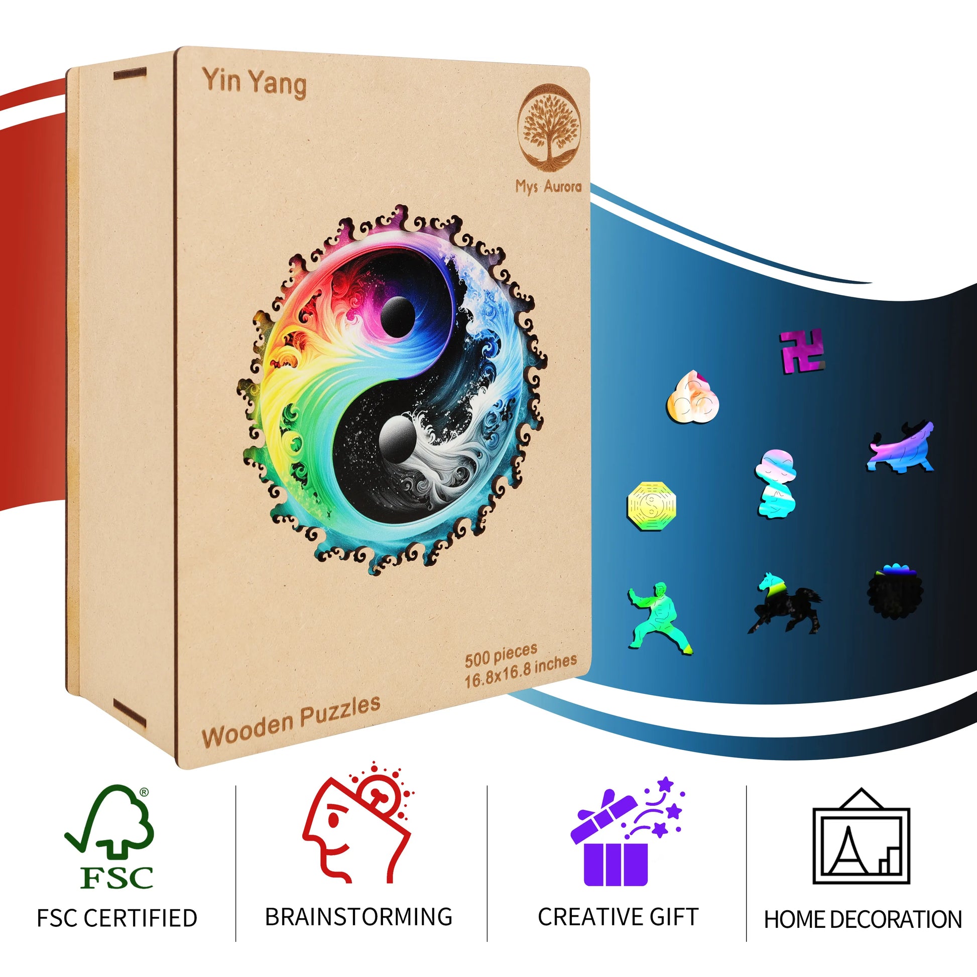 Yin Yang design wooden jigsaw puzzle for adults